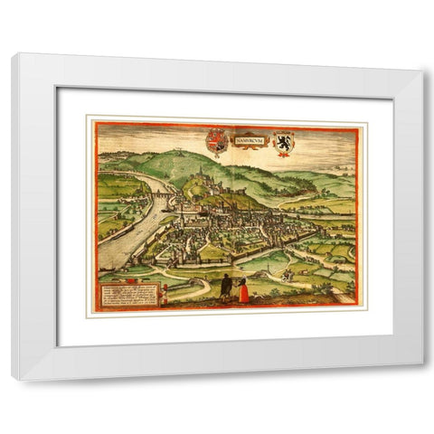 Namur Belgium White Modern Wood Framed Art Print with Double Matting by Hogenberg, Braun