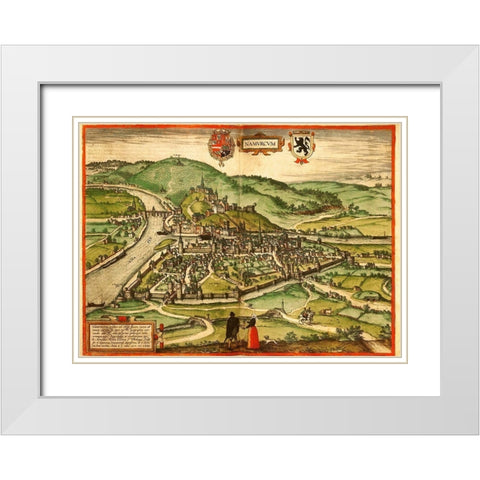 Namur Belgium White Modern Wood Framed Art Print with Double Matting by Hogenberg, Braun