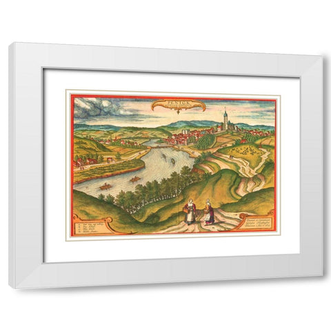 Penig Germany White Modern Wood Framed Art Print with Double Matting by Hogenberg, Braun