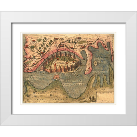 Island Khalkis Dalmatia White Modern Wood Framed Art Print with Double Matting by Pinargenti