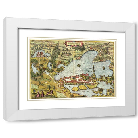 Plon Germany White Modern Wood Framed Art Print with Double Matting by Hogenberg, Braun