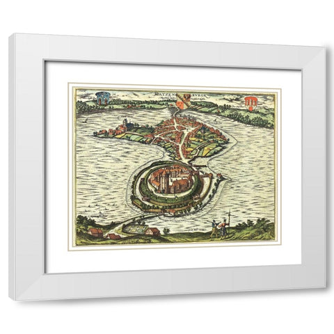 Ratzeburg Germany White Modern Wood Framed Art Print with Double Matting by Hogenberg, Braun