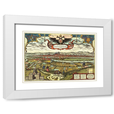 Regensburg Germany White Modern Wood Framed Art Print with Double Matting by Hogenberg, Braun