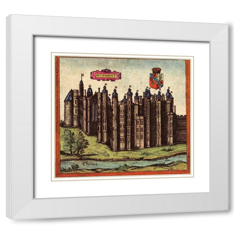 Richmond England White Modern Wood Framed Art Print with Double Matting by Hogenberg, Braun