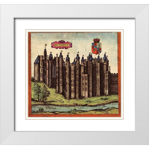 Richmond England White Modern Wood Framed Art Print with Double Matting by Hogenberg, Braun