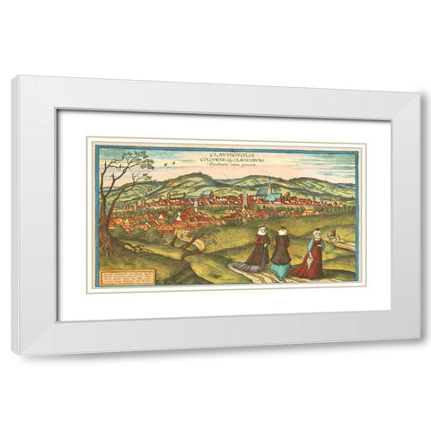 Dacia Romania White Modern Wood Framed Art Print with Double Matting by Hogenberg, Braun
