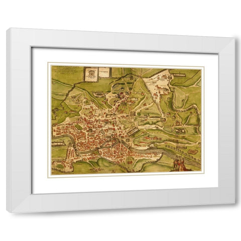 Rome Italy White Modern Wood Framed Art Print with Double Matting by Hogenberg, Braun