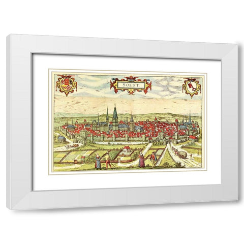 Soest Germany White Modern Wood Framed Art Print with Double Matting by Hogenberg, Braun