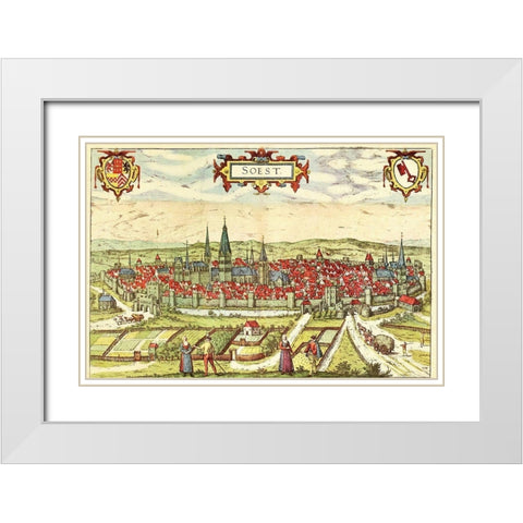 Soest Germany White Modern Wood Framed Art Print with Double Matting by Hogenberg, Braun
