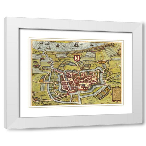 Stade Hamburg Germany White Modern Wood Framed Art Print with Double Matting by Hogenberg, Braun