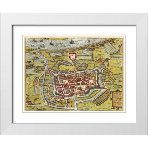 Stade Hamburg Germany White Modern Wood Framed Art Print with Double Matting by Hogenberg, Braun