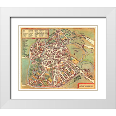 Vincenza Italy White Modern Wood Framed Art Print with Double Matting by Hogenberg, Braun