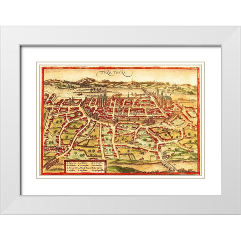 Toulon France White Modern Wood Framed Art Print with Double Matting by Hogenberg, Braun
