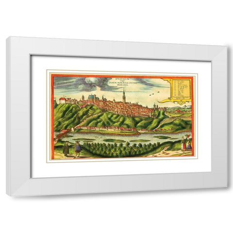 Znojmo Czech Republic White Modern Wood Framed Art Print with Double Matting by Hogenberg, Braun