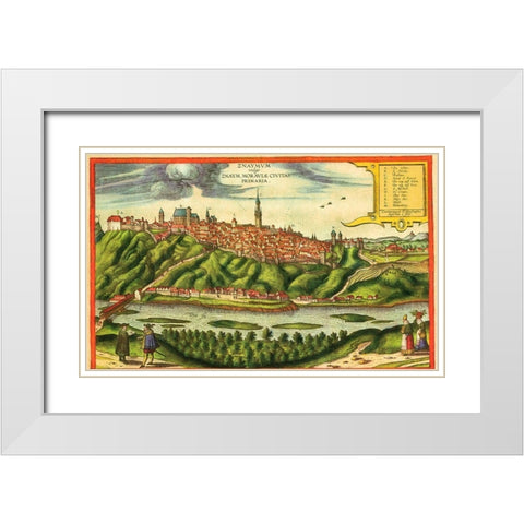 Znojmo Czech Republic White Modern Wood Framed Art Print with Double Matting by Hogenberg, Braun