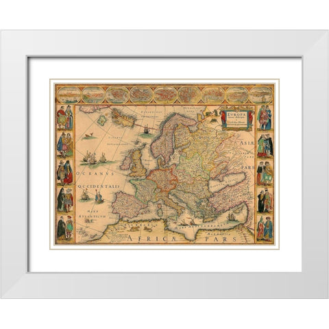 Europe White Modern Wood Framed Art Print with Double Matting by Blaue