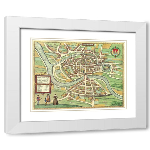 Bristol England White Modern Wood Framed Art Print with Double Matting by Hogenberg, Braun