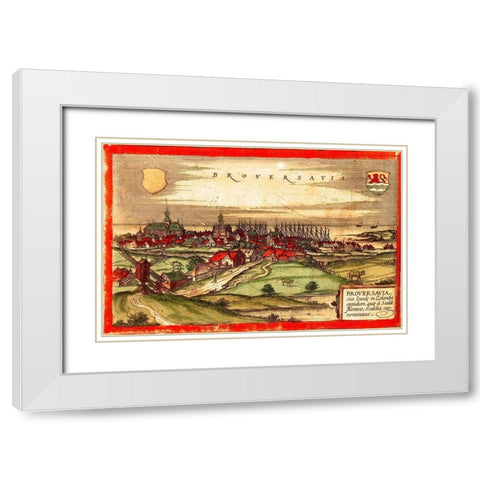 Netherlands Zeeland Brouvershaven White Modern Wood Framed Art Print with Double Matting by Hogenberg, Braun