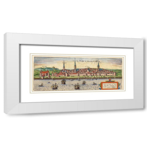 Riga Latvia White Modern Wood Framed Art Print with Double Matting by Hogenberg, Braun
