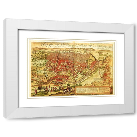 Cairo Egypt White Modern Wood Framed Art Print with Double Matting by Hogenberg, Braun
