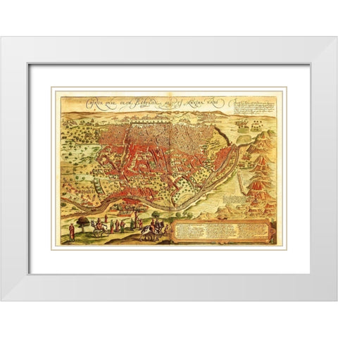Cairo Egypt White Modern Wood Framed Art Print with Double Matting by Hogenberg, Braun