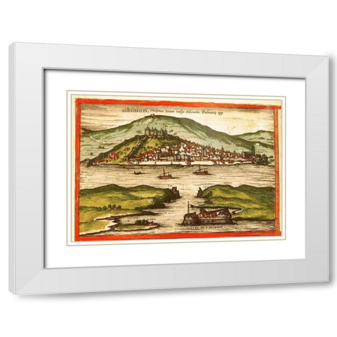 Sibenik Croatia White Modern Wood Framed Art Print with Double Matting by Hogenberg, Braun