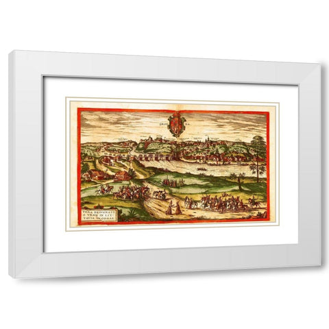 Grodno Poland White Modern Wood Framed Art Print with Double Matting by Hogenberg, Braun