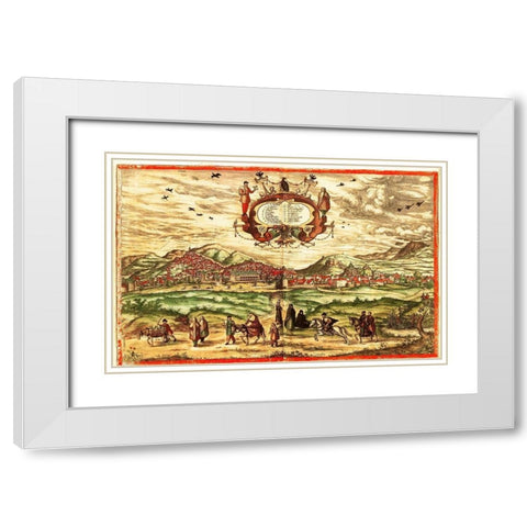 Spain White Modern Wood Framed Art Print with Double Matting by Hogenberg, Braun