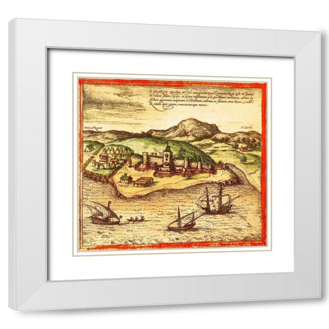 Africa White Modern Wood Framed Art Print with Double Matting by Hogenberg, Braun