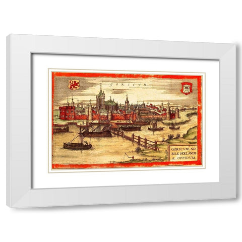 Holland White Modern Wood Framed Art Print with Double Matting by Hogenberg, Braun