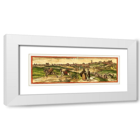 Spain White Modern Wood Framed Art Print with Double Matting by Hogenberg, Braun