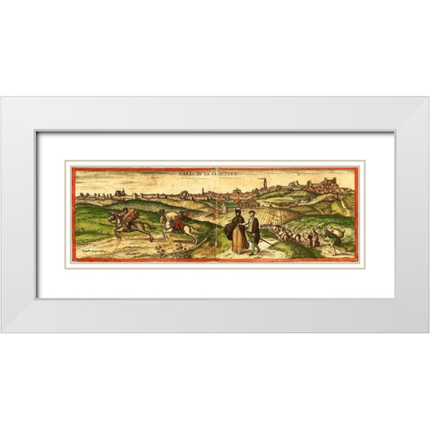 Spain White Modern Wood Framed Art Print with Double Matting by Hogenberg, Braun