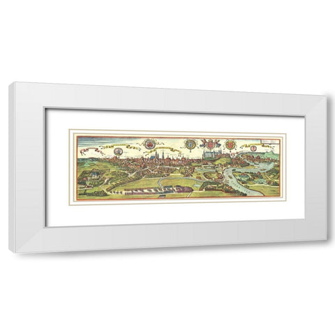 Poland White Modern Wood Framed Art Print with Double Matting by Hogenberg, Braun