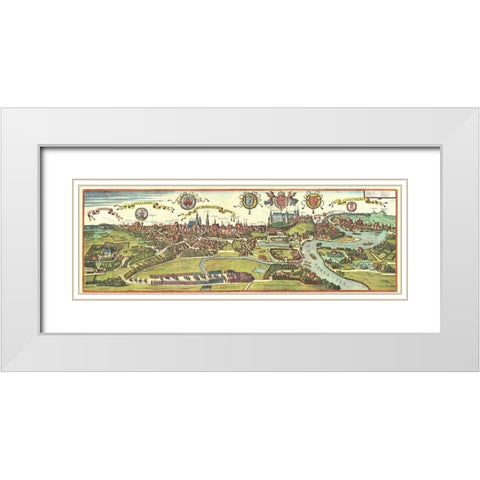 Poland White Modern Wood Framed Art Print with Double Matting by Hogenberg, Braun