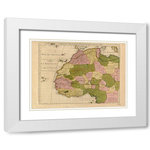 Map of Barbary and Black Africa and Guinee White Modern Wood Framed Art Print with Double Matting by I''sle, Guillaume de