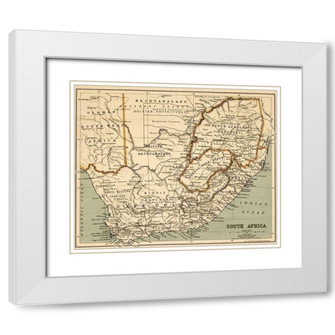 South Africa 1899 White Modern Wood Framed Art Print with Double Matting by George Walker and Co