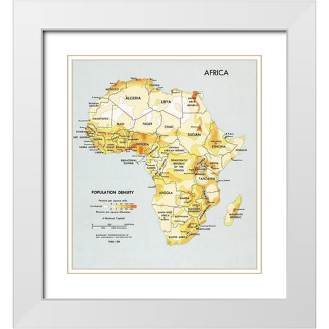 Africa Population Density  White Modern Wood Framed Art Print with Double Matting by CIA