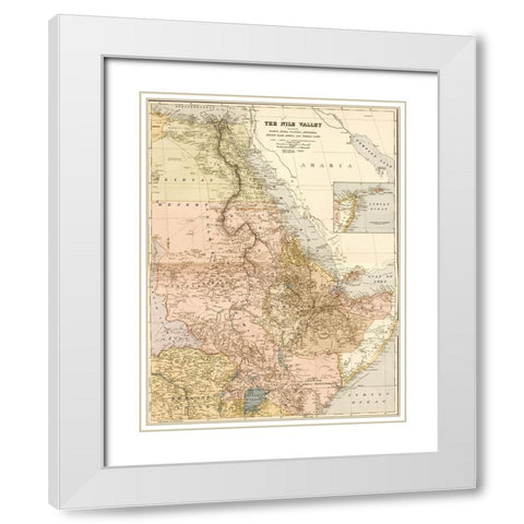 Nile River Valley 1910 White Modern Wood Framed Art Print with Double Matting by Edward Stanford Ltd