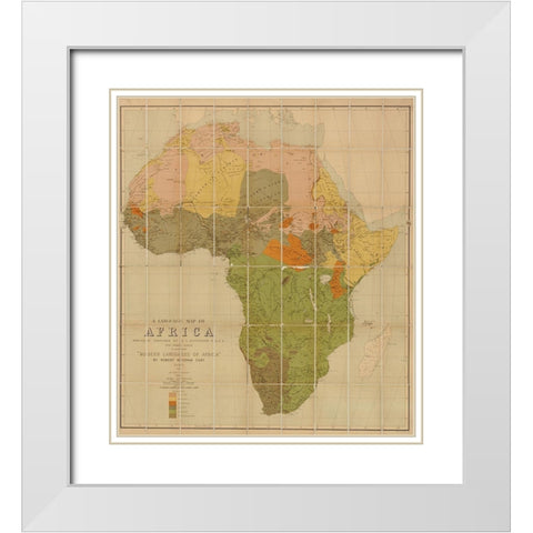 African Languages 1883 White Modern Wood Framed Art Print with Double Matting by Ravenstein, Ernest George