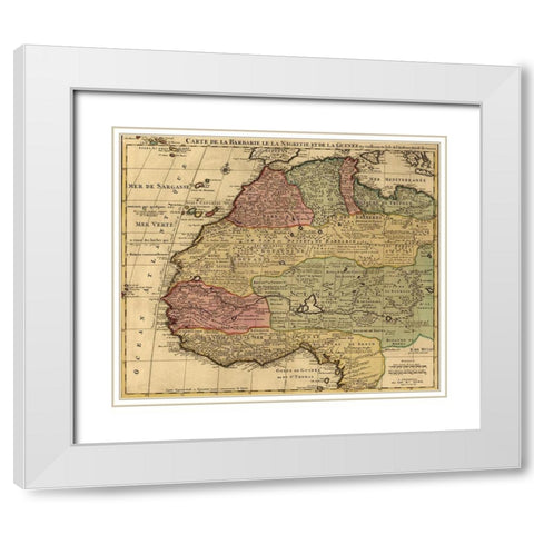 Barbary Black Africa and Guinee 1792 White Modern Wood Framed Art Print with Double Matting by I''sle, Guillaume de