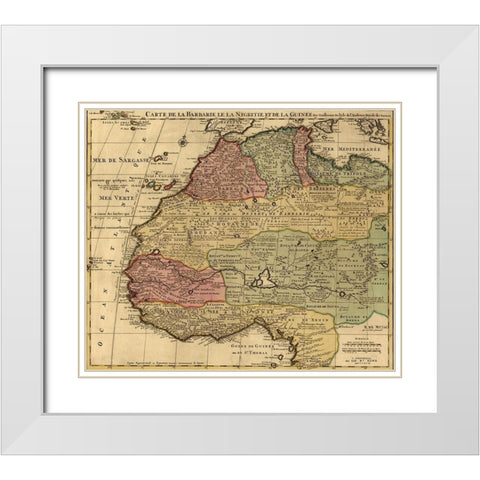 Barbary Black Africa and Guinee 1792 White Modern Wood Framed Art Print with Double Matting by I''sle, Guillaume de