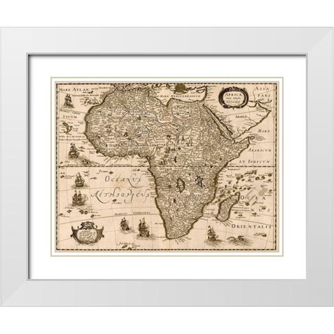 Africa 1640 White Modern Wood Framed Art Print with Double Matting by Hondius, Joducus