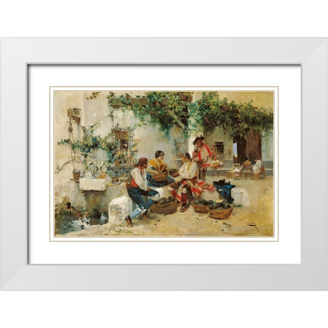Selling melons White Modern Wood Framed Art Print with Double Matting by Sorolla, Joaquin
