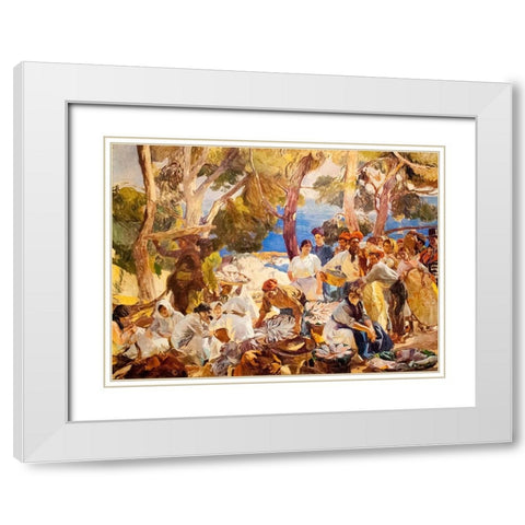 Catalonia Fish White Modern Wood Framed Art Print with Double Matting by Sorolla, Joaquin