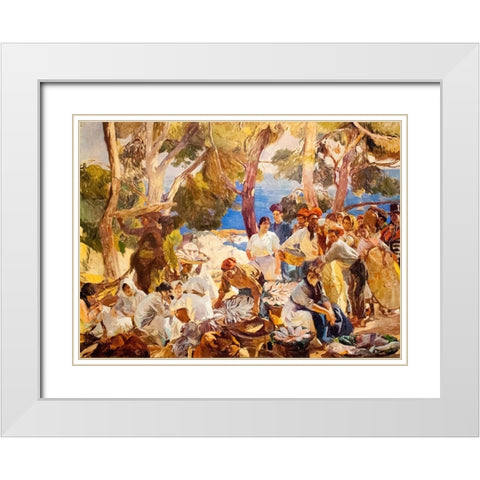 Catalonia Fish White Modern Wood Framed Art Print with Double Matting by Sorolla, Joaquin