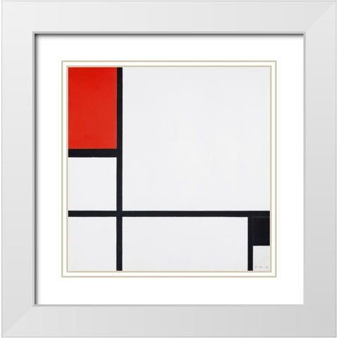 Composition No. I-with red and black White Modern Wood Framed Art Print with Double Matting by Mondrian, Piet