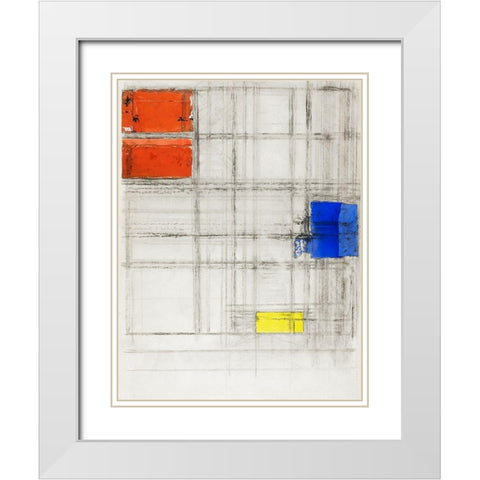 Study for a Composition White Modern Wood Framed Art Print with Double Matting by Mondrian, Piet