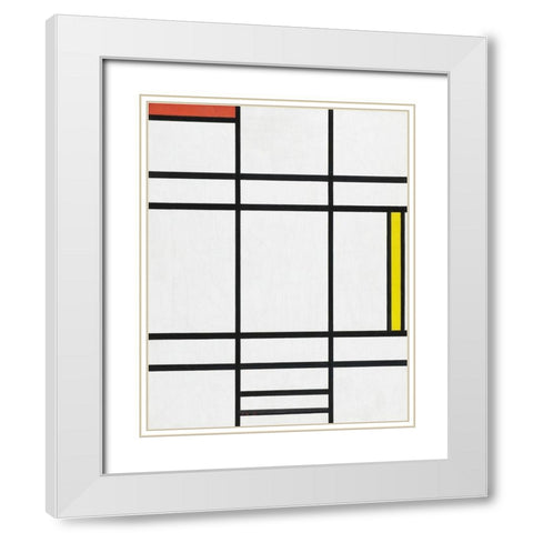 Composition in White-Red-and Yellow White Modern Wood Framed Art Print with Double Matting by Mondrian, Piet