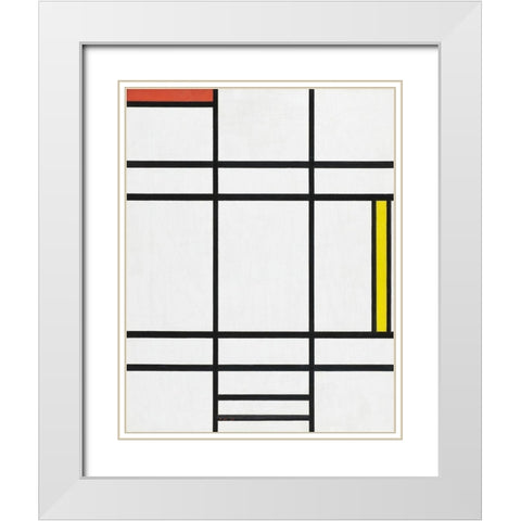 Composition in White-Red-and Yellow White Modern Wood Framed Art Print with Double Matting by Mondrian, Piet