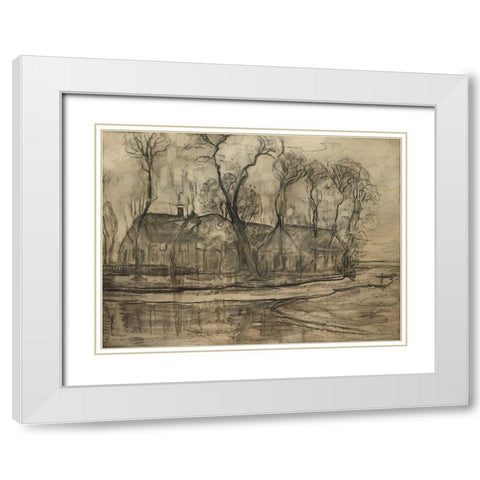 Farm Near Duivendrecht-The Sea White Modern Wood Framed Art Print with Double Matting by Mondrian, Piet
